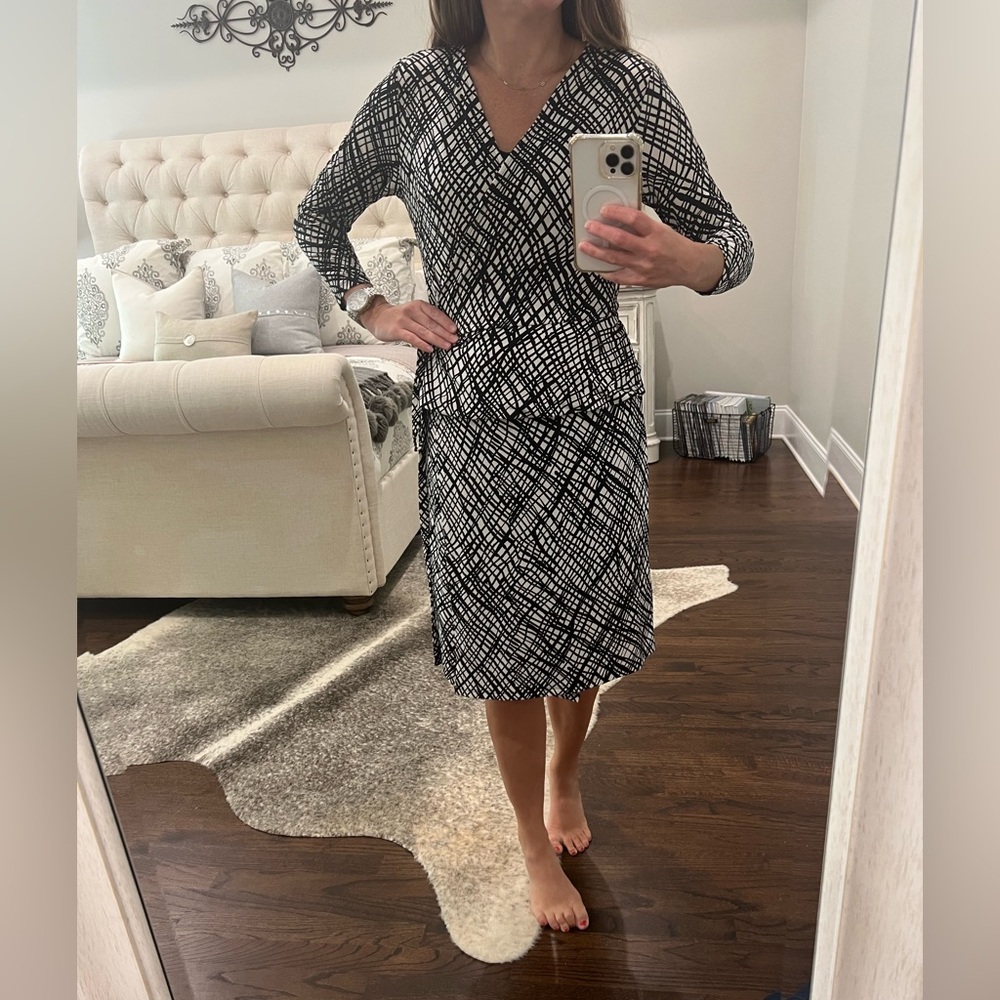 Chic Black and White Patterned Dress
